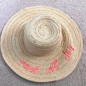 "Rose all day" straw beach hat